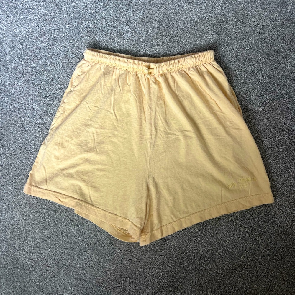 B.U.M Equipment Woman’s L Yellow Elastic Waist Shorts that Ties in Front